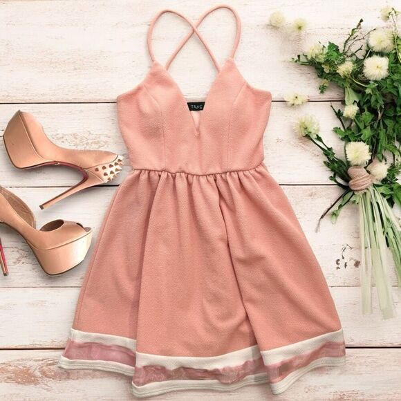 Trac Peach Baby Doll Mini Dress Women’s Size Small - Picture 1 of 7